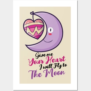 Fly to the moon with your heart Posters and Art